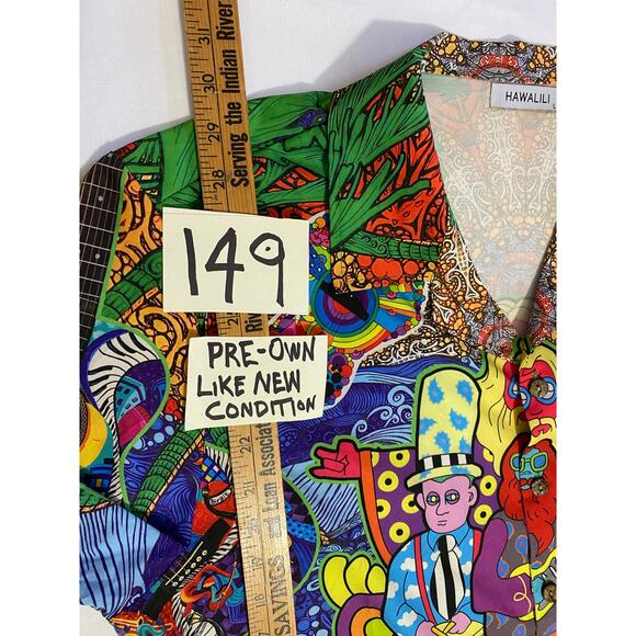 Hawalili Hippie Hawaiian Shirt Men’s Size Large Short Sleeve Button-Up Aloha - Picture 3 of 11
